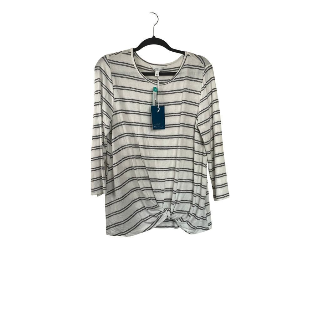 Market & Spruce Samantha Front Twist Brushed Knit Top off White Size Large